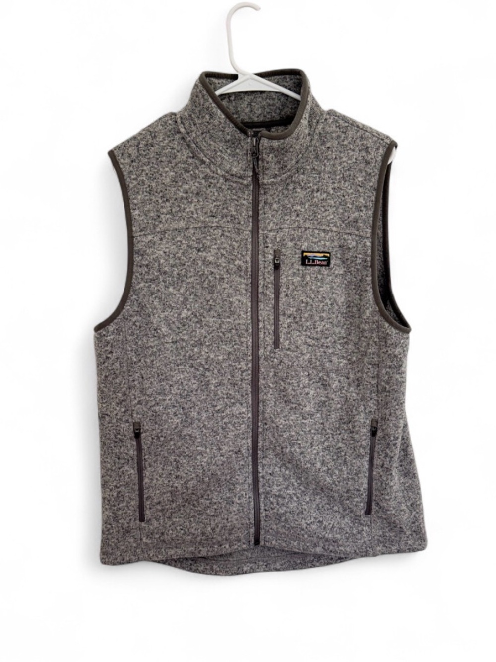 LL Bean Men's Sweater Vest Gray Full Zip Slightly Fitted M Regular Outdoor